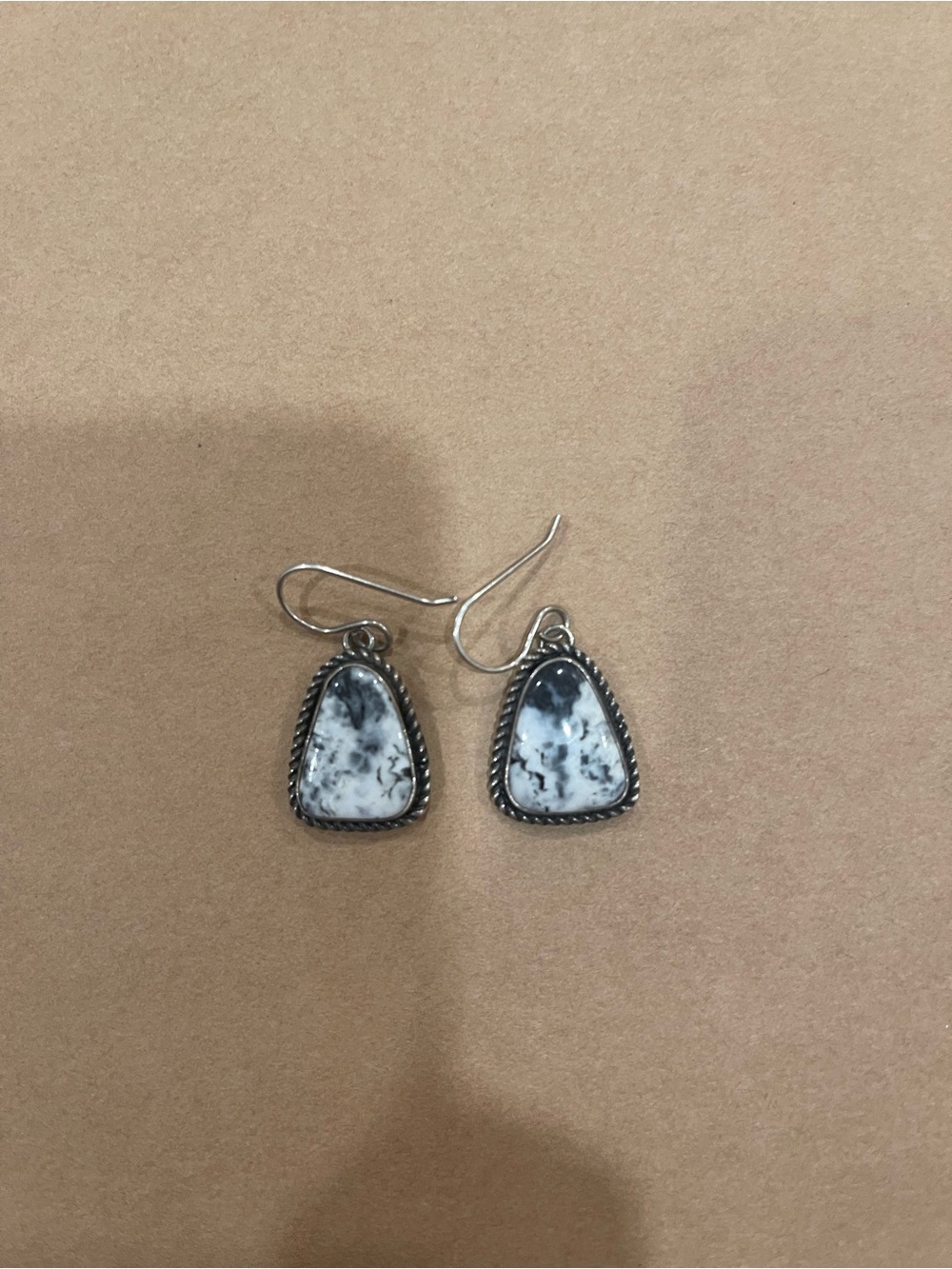 Sterling Silver with White Buffalo stone Earings, hand crafted in New Mexico